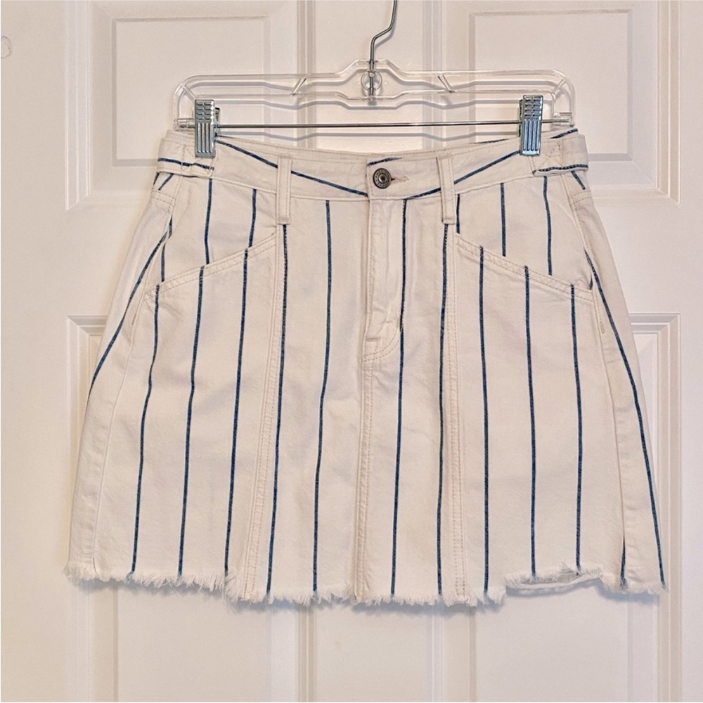 American Eagle Blue and White Denim Mini Skirt